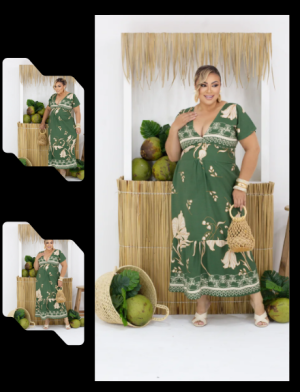 Vestido Longo Estampado Verde Floral