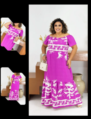 Vestido Longo Estampado Pink