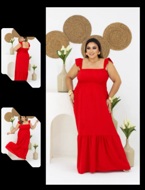 Vestido Longo Liso Vermelho