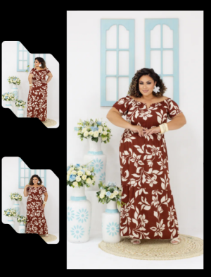 Vestido Longo Estampado Marrom Floral