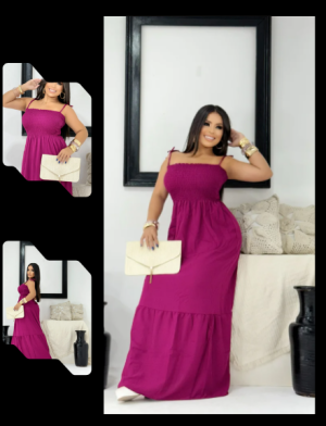 Vestido Longo com Babados