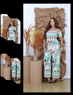 Macacão Pantalona em Crepe Estampado