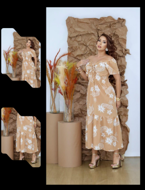 Vestido Midi em Crepe Estampado