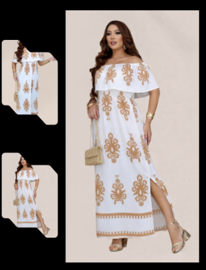 Vestido Longo Ombro a Ombro em Crepe